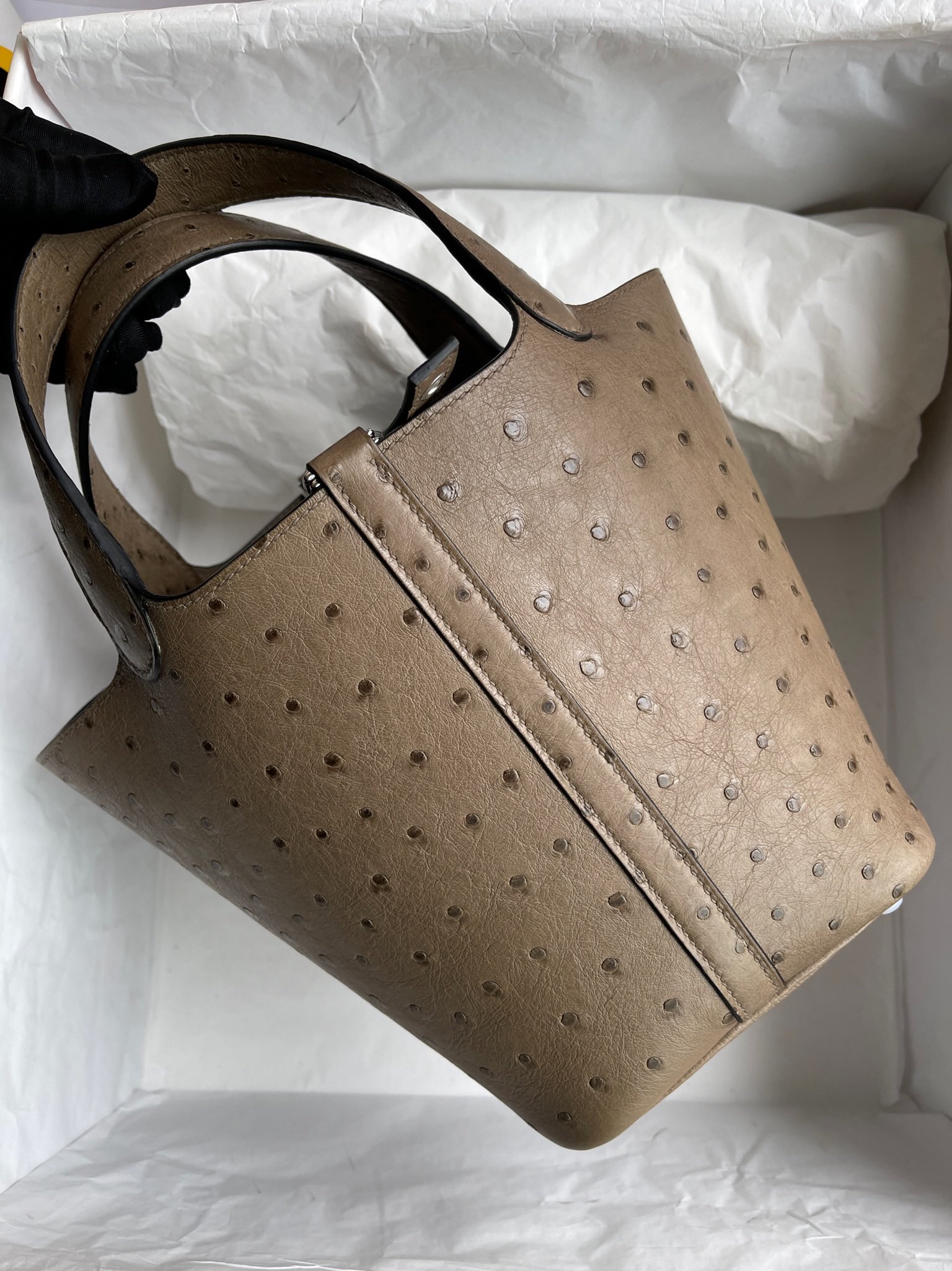 에르메스 피코탄18 에토프 은장 타조가죽